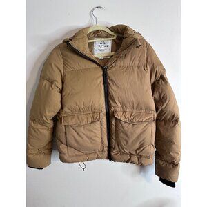 Alpine Design Down Puffer Jacket XS Tan Hooded 75/25 Down Feather Warm Coat